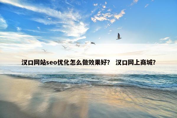 汉口网站seo优化怎么做效果好？ 汉口网上商城？