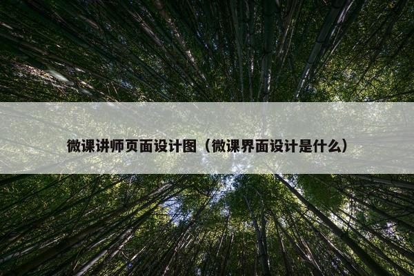 微课讲师页面设计图（微课界面设计是什么）