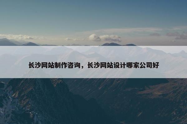长沙网站制作咨询，长沙网站设计哪家公司好