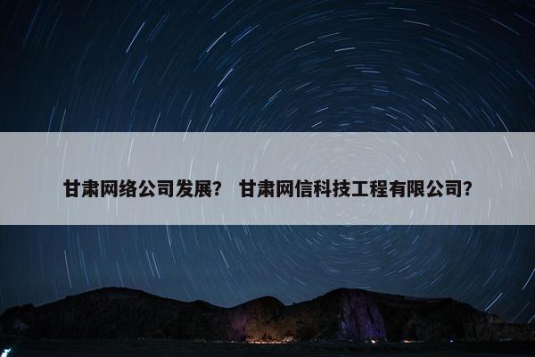 甘肃网络公司发展？ 甘肃网信科技工程有限公司？