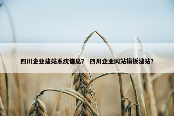 四川企业建站系统信息？ 四川企业网站模板建站？