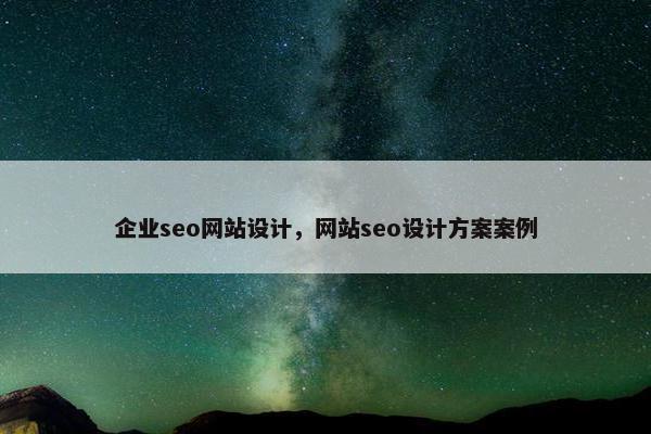 企业seo网站设计，网站seo设计方案案例