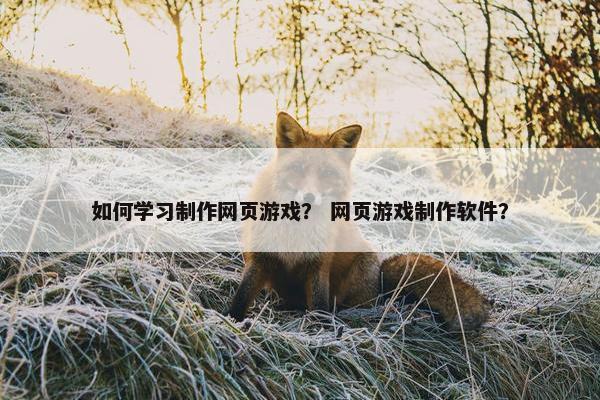 如何学习制作网页游戏？ 网页游戏制作软件？