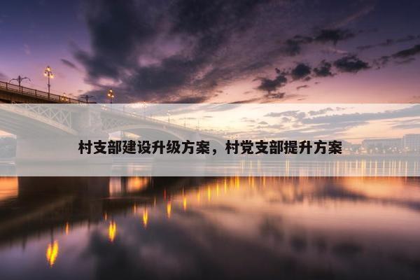 村支部建设升级方案，村党支部提升方案