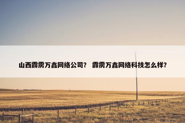 山西霹雳万鑫网络公司？ 霹雳万鑫网络科技怎么样？
