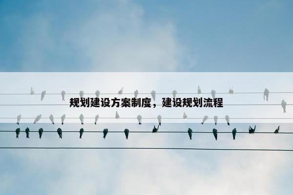 规划建设方案制度，建设规划流程
