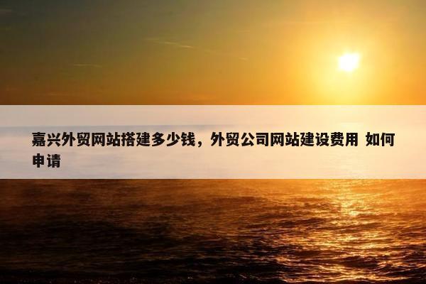 嘉兴外贸网站搭建多少钱，外贸公司网站建设费用 如何申请