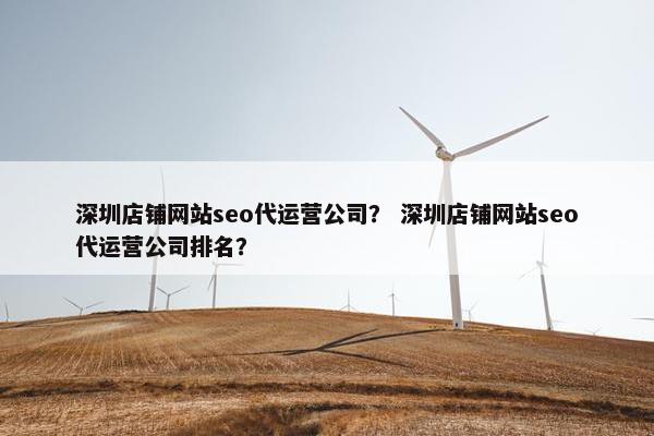 深圳店铺网站seo代运营公司？ 深圳店铺网站seo代运营公司排名？