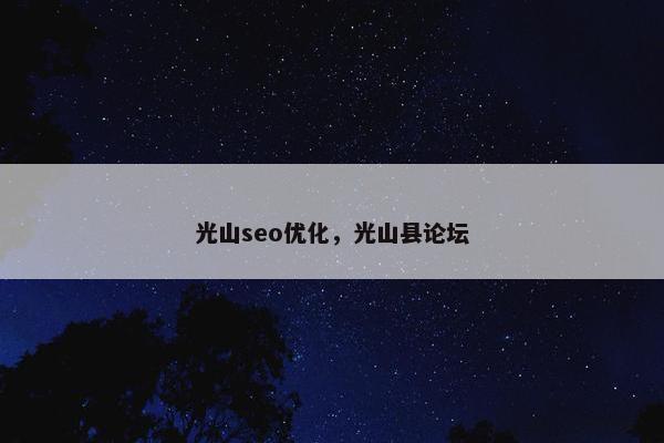 光山seo优化，光山县论坛