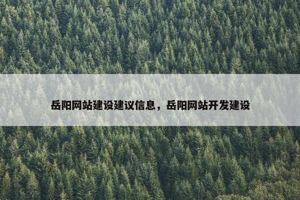 岳阳网站建设建议信息，岳阳网站开发建设
