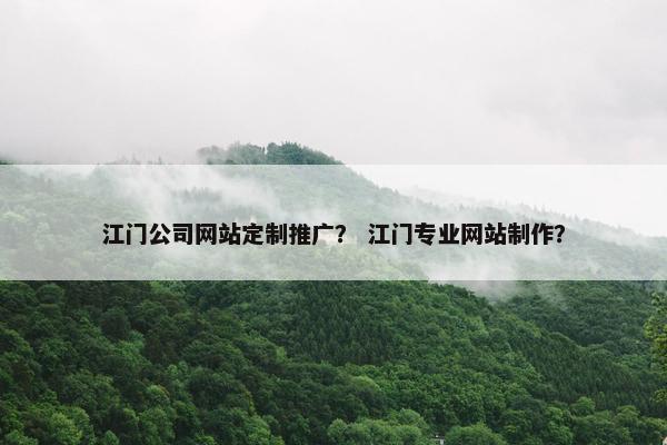 江门公司网站定制推广？ 江门专业网站制作？