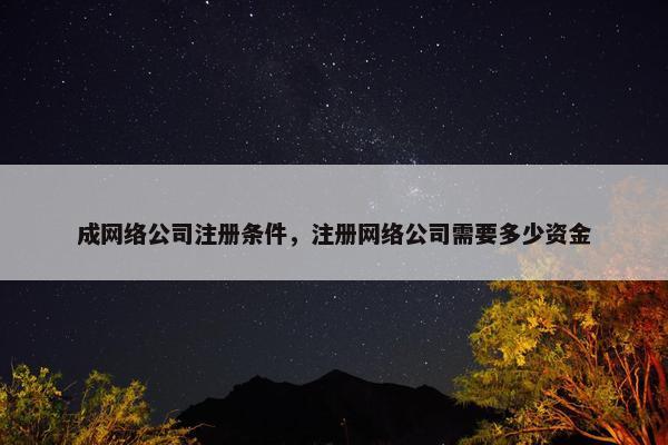 成网络公司注册条件，注册网络公司需要多少资金
