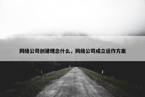 网络公司创建理念什么，网络公司成立运作方案
