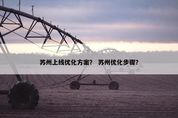 苏州上线优化方案？ 苏州优化步骤？
